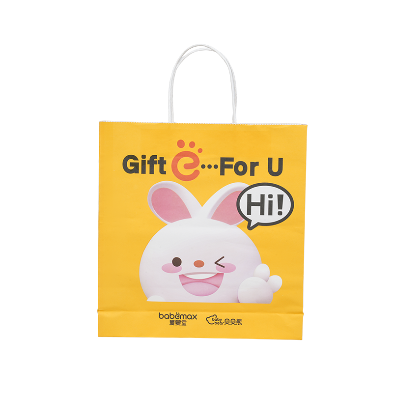 পোশাকের প্যাকেজিং অনুভূমিক হাতে ধরা পুরু সাদা কার্ডবোর্ডের ব্যাগ