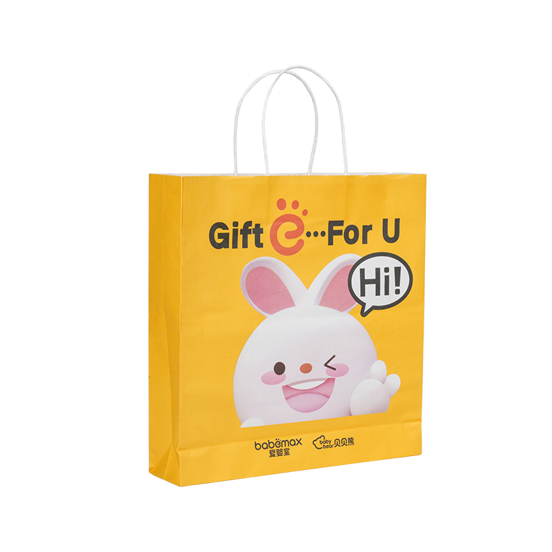 পোশাকের প্যাকেজিং অনুভূমিক হাতে ধরা পুরু সাদা কার্ডবোর্ডের ব্যাগ